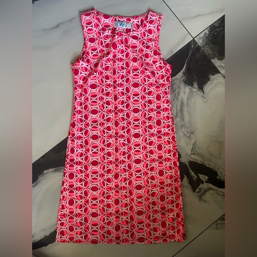 Pink Geometric Midi Dress